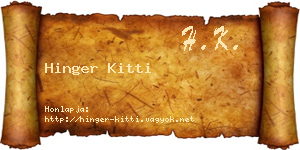 Hinger Kitti névjegykártya